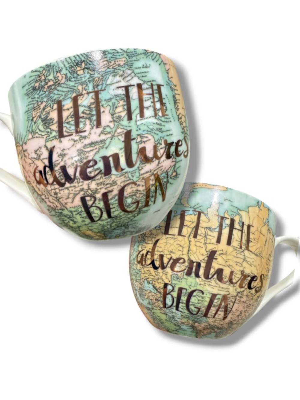 Portobello by Design Let the Adventures Begin Bone China Mug Travel Map Design
